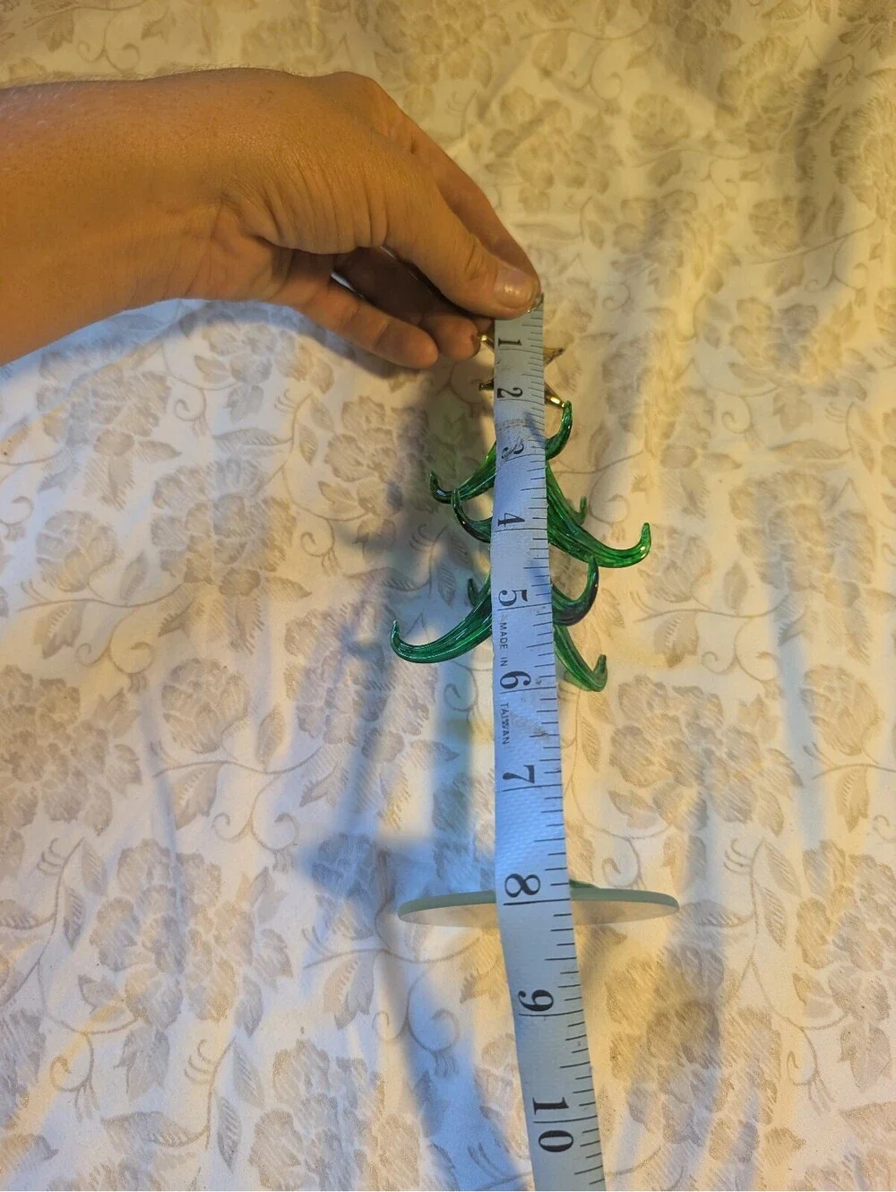 Handcrafted Glass Christmas Tree ring holder with Silver Star Top